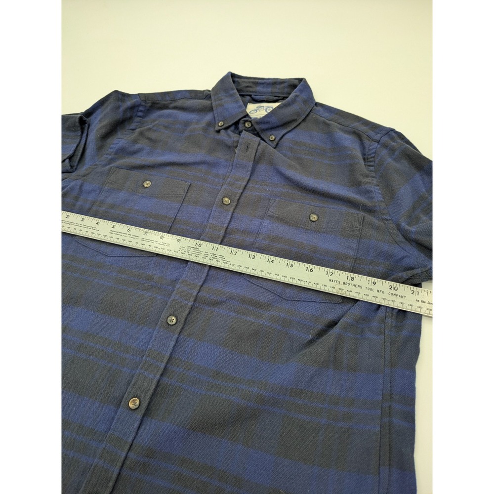 Mugsy Men's Medium Performance Flannel Shirt Blue Black Plaid Stretch Soft M - Picture 6 of 7